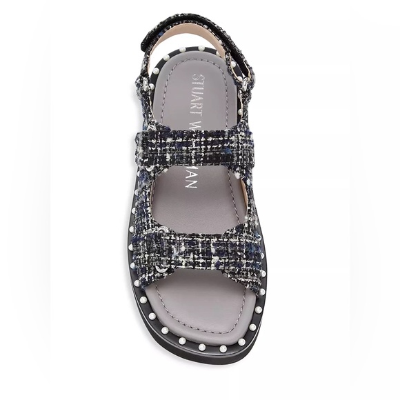 NWOT Stuart Weitzman Zoe Lift Embellished Tweed Sandals Size 7 (37.5) - Picture 3 of 13
